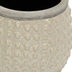 Beige And Gray Ceramic 12 Ounce Dotted Round Distressed Pot Planter