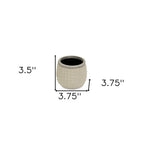 Beige And Gray Ceramic 12 Ounce Dotted Round Distressed Pot Planter