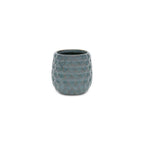 Blue And Gold Ceramic 20 Ounce Geometric Round Distressed Pot Planter