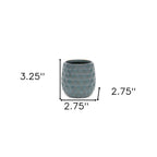 Blue And Gold Ceramic 20 Ounce Geometric Round Distressed Pot Planter