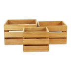 Set of Three Light Brown Nesting Solid Wood Crate