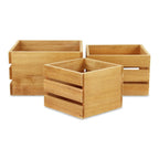 Set of Three Light Brown Nesting Solid Wood Crate