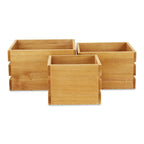 Set of Three Light Brown Nesting Solid Wood Crate