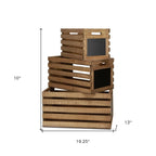 Set of Three Black And Brown Nesting Solid Wood Crate