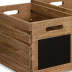 Set of Three Black And Brown Nesting Solid Wood Crate