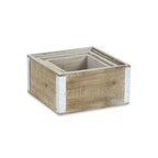 Set of Three Brown Nesting Solid Wood And Metal Crate