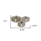 Set of Three Brown Nesting Solid Wood And Metal Crate