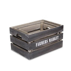 Set of Three Dark Brown Nesting Solid Wood Crate