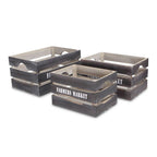 Set of Three Dark Brown Nesting Solid Wood Crate