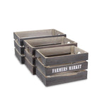 Set of Three Dark Brown Nesting Solid Wood Crate