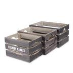 Set of Three Dark Brown Nesting Solid Wood Crate