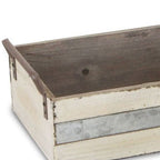 Set of Three Off White Nesting Solid Wood And Metal Crate