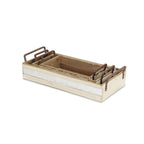 Set of Three White Nesting Solid Wood And Metal Crate