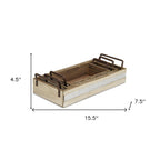 Set of Three White Nesting Solid Wood And Metal Crate