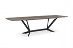 118" Gray And Black Ceramic And Metal Trestle Base Dining Table
