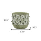Black And Gray Cement 49 Ounce Leaf Round Distressed Pot Planter