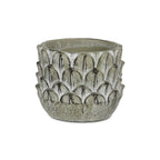 Black And Gray Cement 49 Ounce Leaf Round Distressed Pot Planter