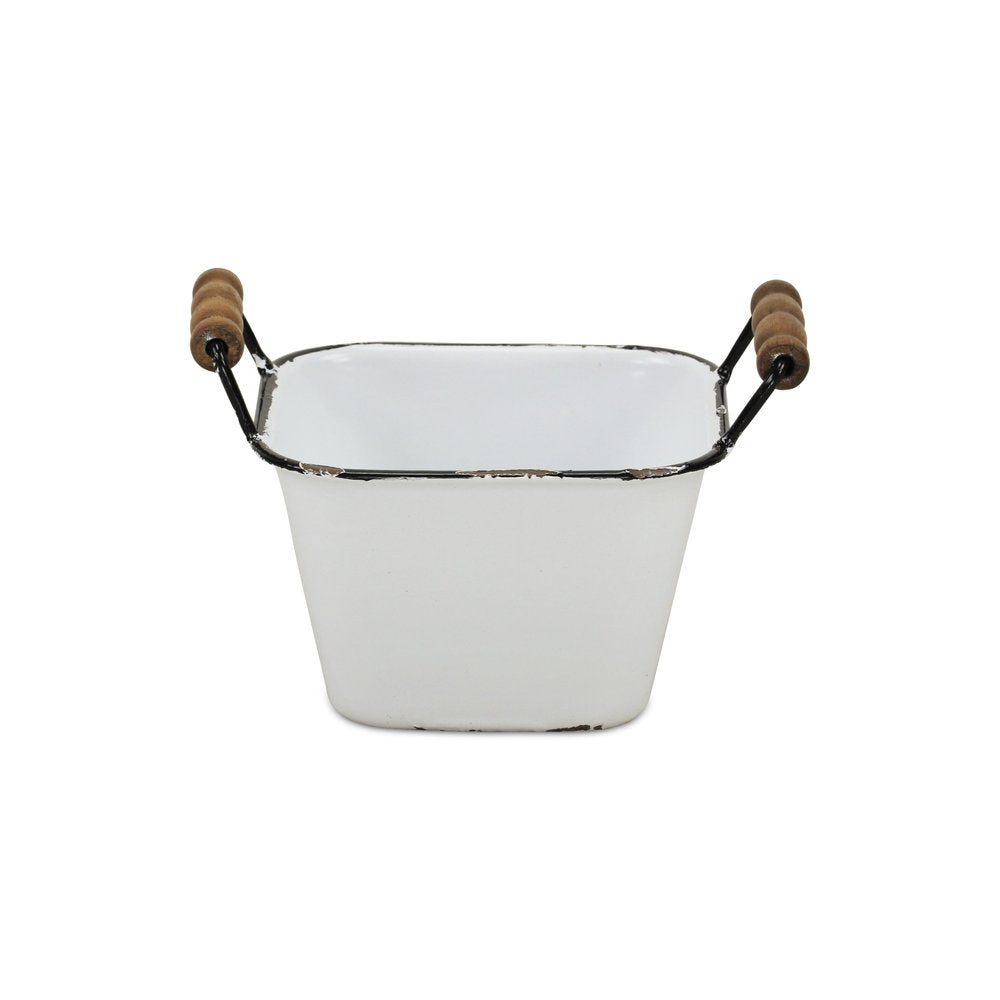 6" White Stackable Metal Bucket