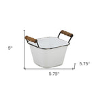 6" White Stackable Metal Bucket