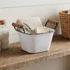 6" White Stackable Metal Bucket