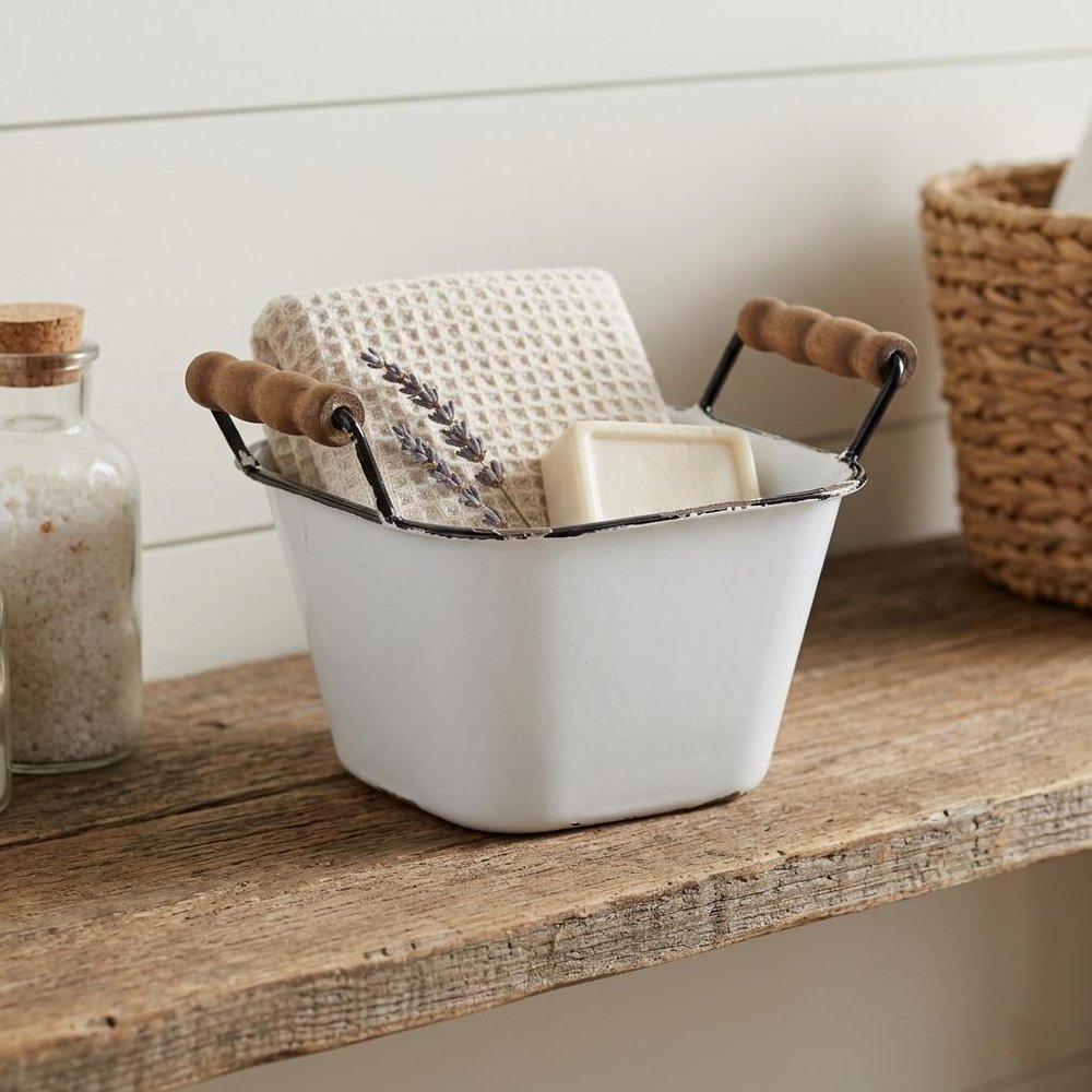 6" White Stackable Metal Bucket