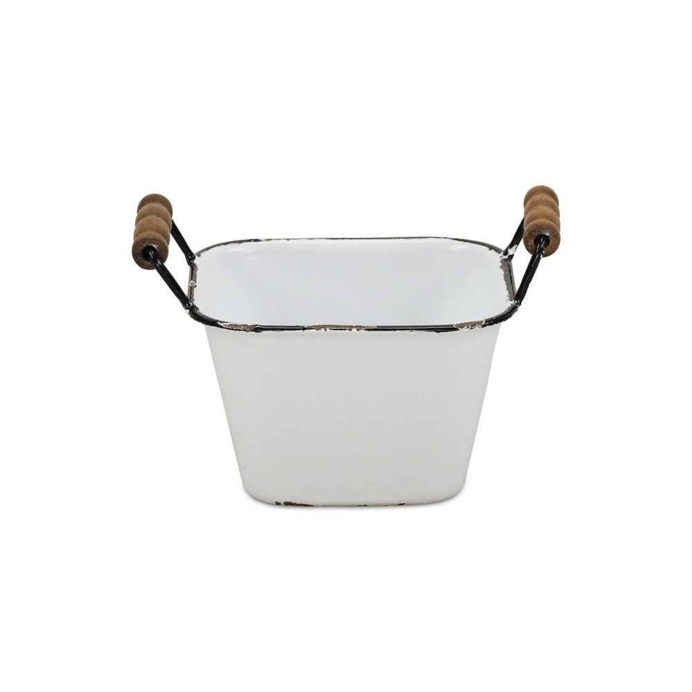 6" White Stackable Metal Bucket