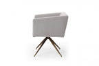 Light Gray And Brass Upholstered Fabric Dining Arm Chair