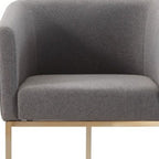 Dark Gray And Antiqued Brass Upholstered Fabric Dining Arm Chair