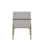 Light Gray And Brass Upholstered Fabric Dining Arm Chair
