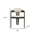 Light Gray And Dark Gray Upholstered Faux Leather Open Back Dining Arm Chair