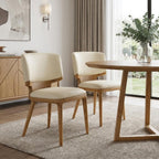 Set of Two Beige And Brown Upholstered Faux Leather King Louis Back Dining Side Chairs