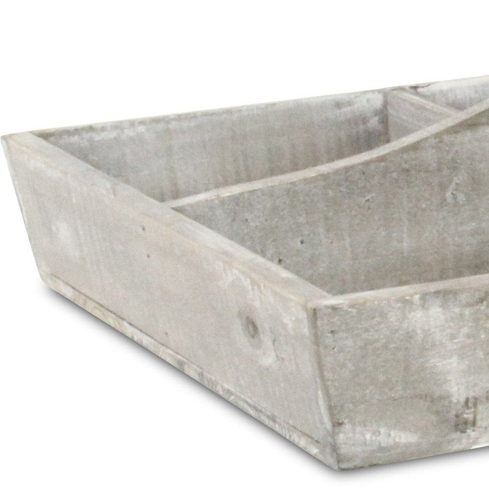 21" Gray Solid Wood Organizing Box