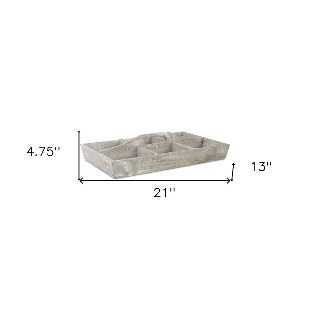 21" Gray Solid Wood Organizing Box