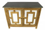 45" Brown And Gray Solid Wood Carved Geometric Sideboard with Two Doors