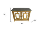 45" Brown And Gray Solid Wood Carved Geometric Sideboard with Two Doors