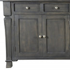72" Dark Gray Solid Wood Four Drawer Sideboard with Four Doors