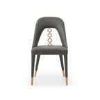 Set of Two Gray Upholstered Faux Leather Dining Side Chairs