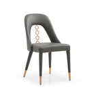 Set of Two Gray Upholstered Faux Leather Dining Side Chairs
