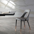 Set of Two Gray Upholstered Faux Leather Dining Side Chairs