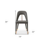 Set of Two Gray Upholstered Faux Leather Dining Side Chairs
