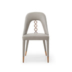Set of Two Light Gray Faux Leather Dining Side Chairs With Rose Gold Accents