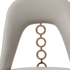 Set of Two Light Gray Faux Leather Dining Side Chairs With Rose Gold Accents