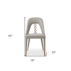 Set of Two Light Gray Faux Leather Dining Side Chairs With Rose Gold Accents