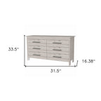 59" Natural And Black Wood Six Drawer Double Dresser