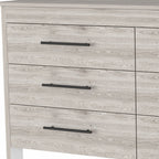 59" Natural And Black Wood Six Drawer Double Dresser