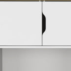 67" Natural And White Wood Four Door Pantry Or Storage Closet