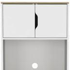 67" Natural And White Wood Four Door Pantry Or Storage Closet