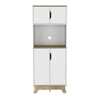 67" Natural And White Wood Four Door Pantry Or Storage Closet