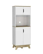67" Natural And White Wood Four Door Pantry Or Storage Closet