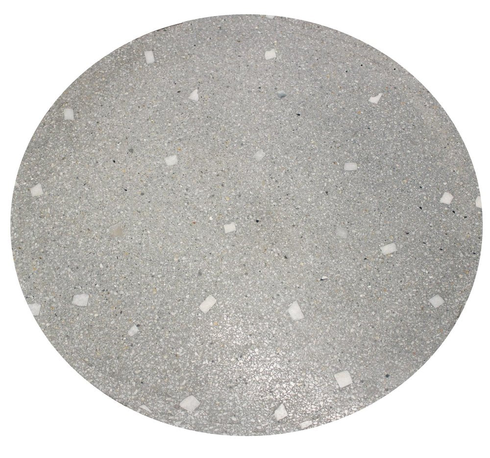 24" Gray And Black Stone And Iron Round Dining Table